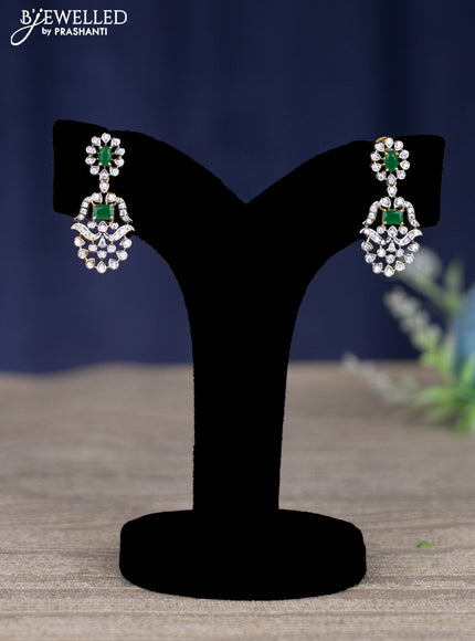 zircon necklace peacock design with emerald and cz stones in gold finish