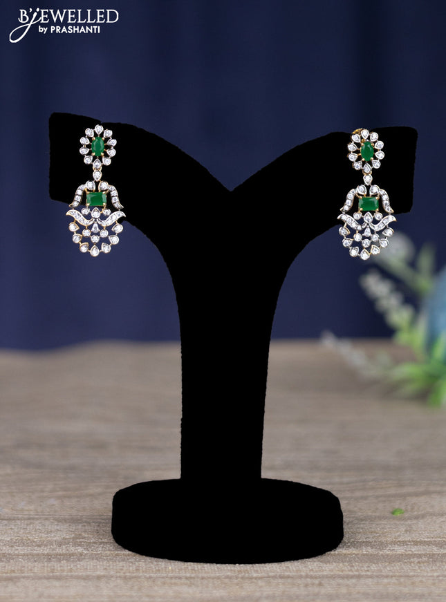 zircon necklace peacock design with emerald and cz stones in gold finish