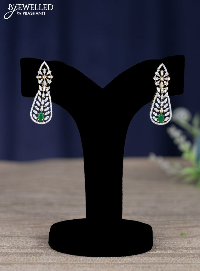 zircon necklace with emerald and cz stones in gold finish