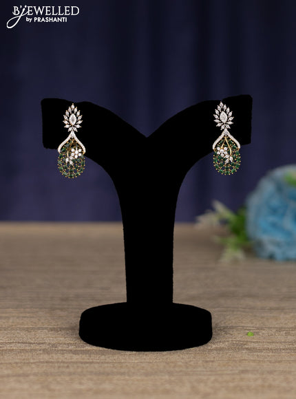 zircon necklace with emerald and cz stones in gold finish