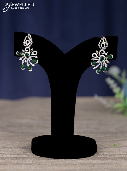 zircon necklace with emerald and cz stones in gold finish