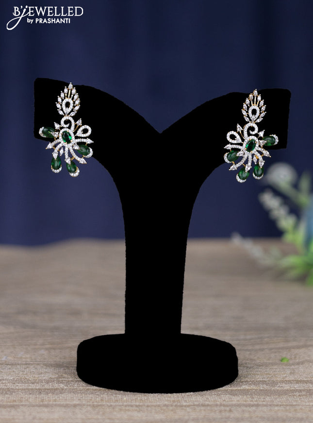 zircon necklace with emerald and cz stones in gold finish