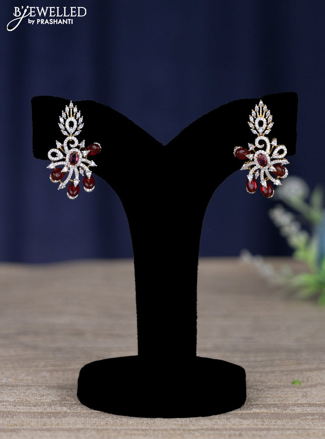 zircon necklace with ruby and cz stones in gold finish