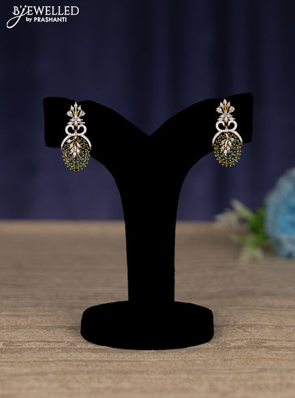 zircon necklace with emerald and cz stones in gold finish