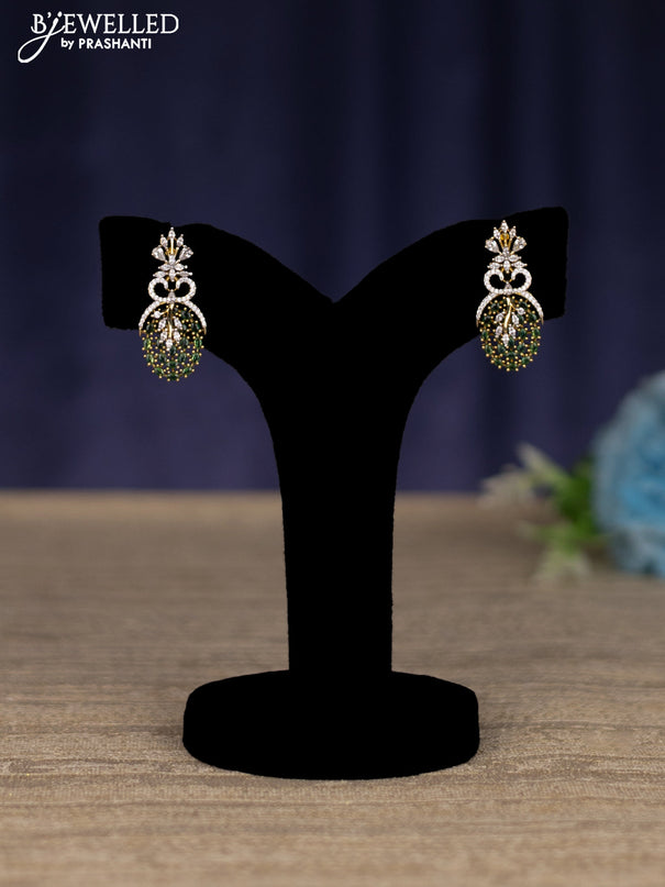 zircon necklace with emerald and cz stones in gold finish