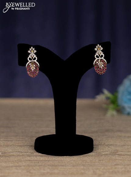 zircon necklace with ruby and cz stones in gold finish