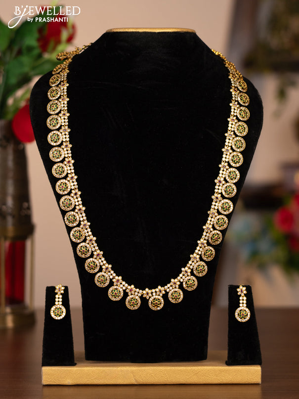 Antique bottumala haaram with kemp and cz stones