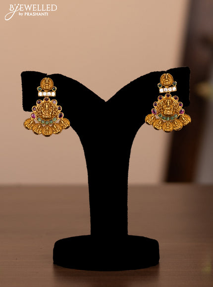 Antique necklace kasu lakshmi design with kemp stones