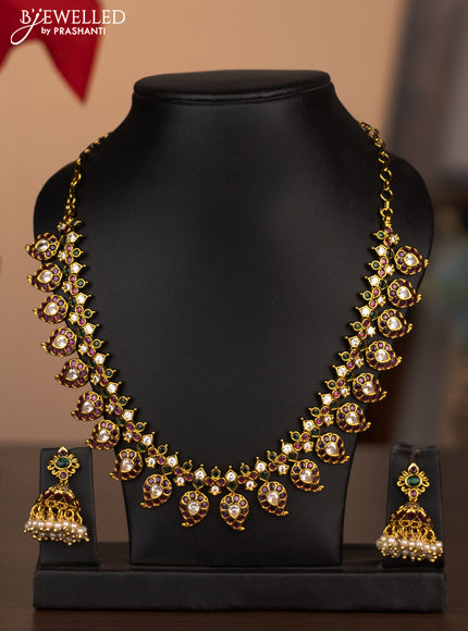 Antique necklace maanga design with kemp stones