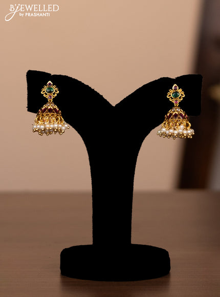 Antique necklace maanga design with kemp stones