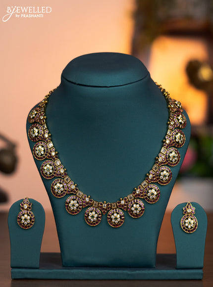 Antique bottumala necklace with kemp and cz stones