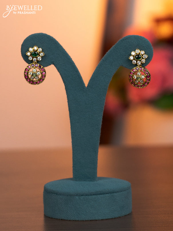 Antique bottumala haaram with kemp and cz stones