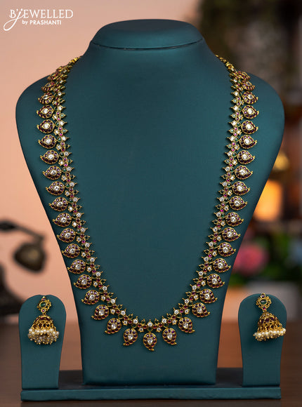 Antique haaram manga pattern with kemp and cz stones