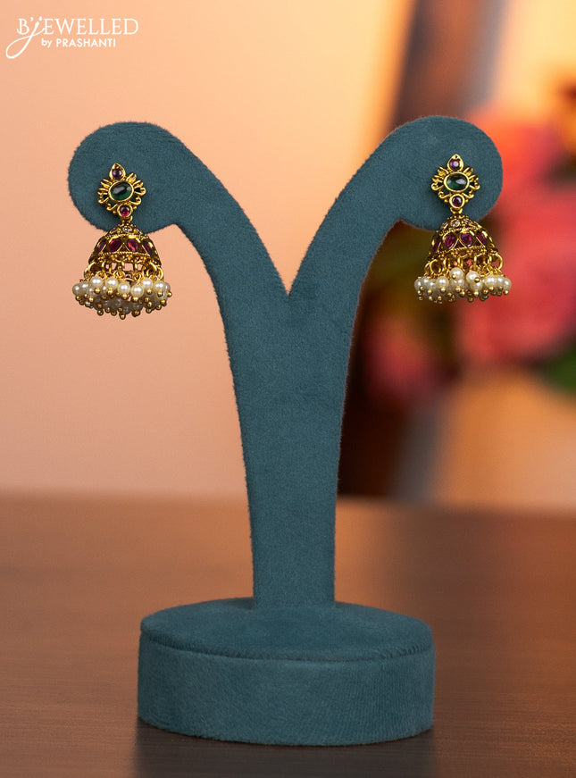 Antique haaram manga pattern with kemp and cz stones