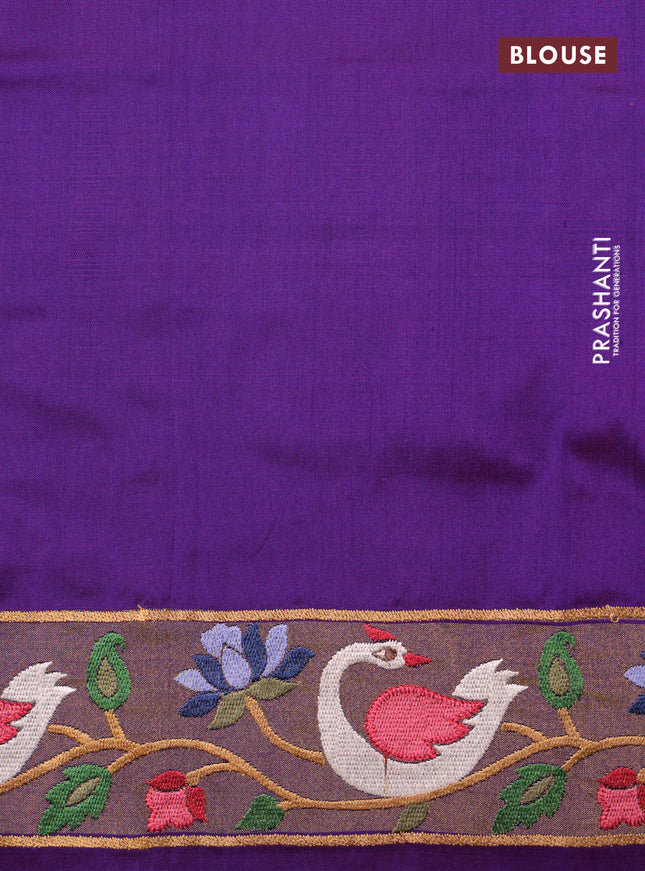 Violet & Pink Pochampally Silk saree with Border Embroidery