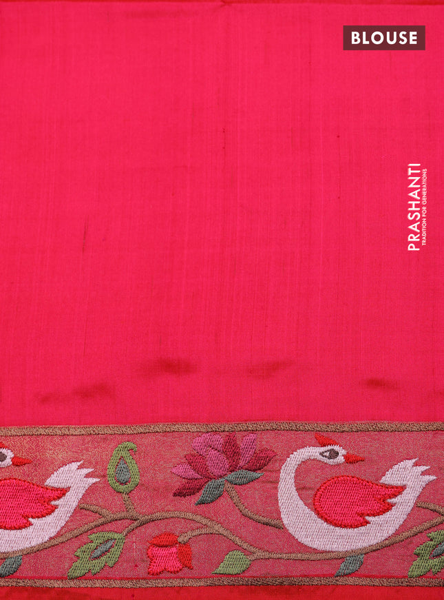 Pink & orange Pochampally Silk saree with Border Embroidery