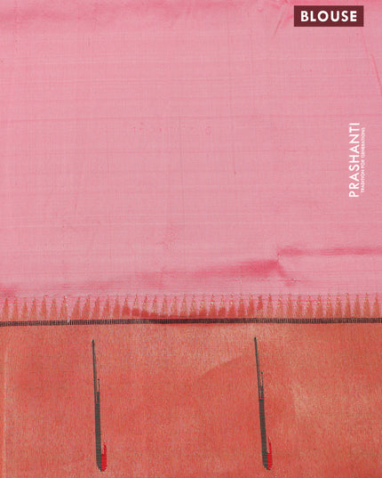 Pastel Pink Georgette Saree With Chikankari Work & Paithani Pallu