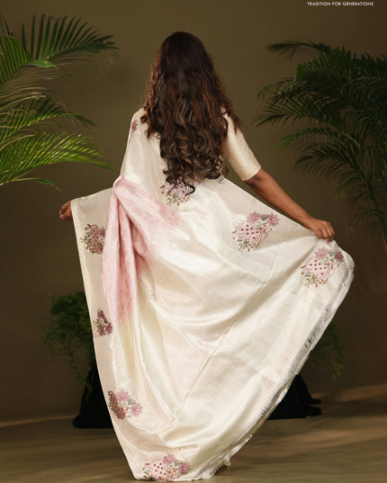 Pastel Pink Kanchipuram Silk Saree with Pichwai Embroided Border