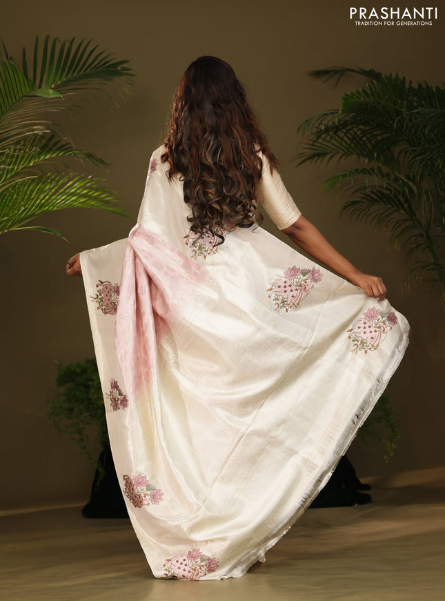 Pastel Pink Kanchipuram Silk Saree with Pichwai Embroided Border