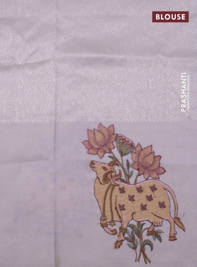 Pastel Pink Kanchipuram Silk Saree with Pichwai Embroided Border