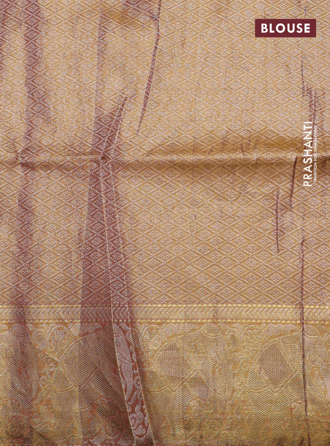 Golden Tissue Kanchipuram Silk Saree with allover embroidery