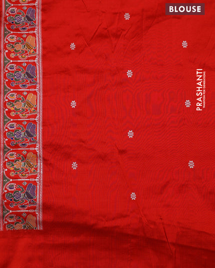 Cream & Red Georgette Saree with Chikankari work & banaras border