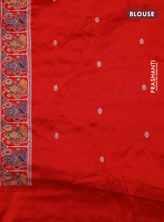 Cream & Red Georgette Saree with Chikankari work & banaras border