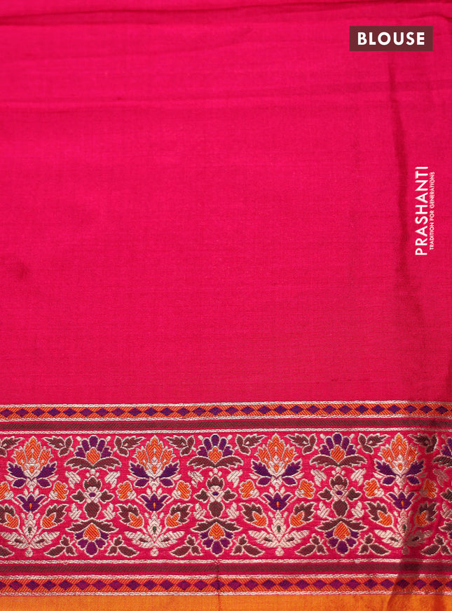 Off white & Pink Georgette saree with Chikankari Work & banaras border