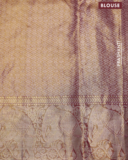 Golden Tissue Kanchipuram Silk Saree with allover embroidery