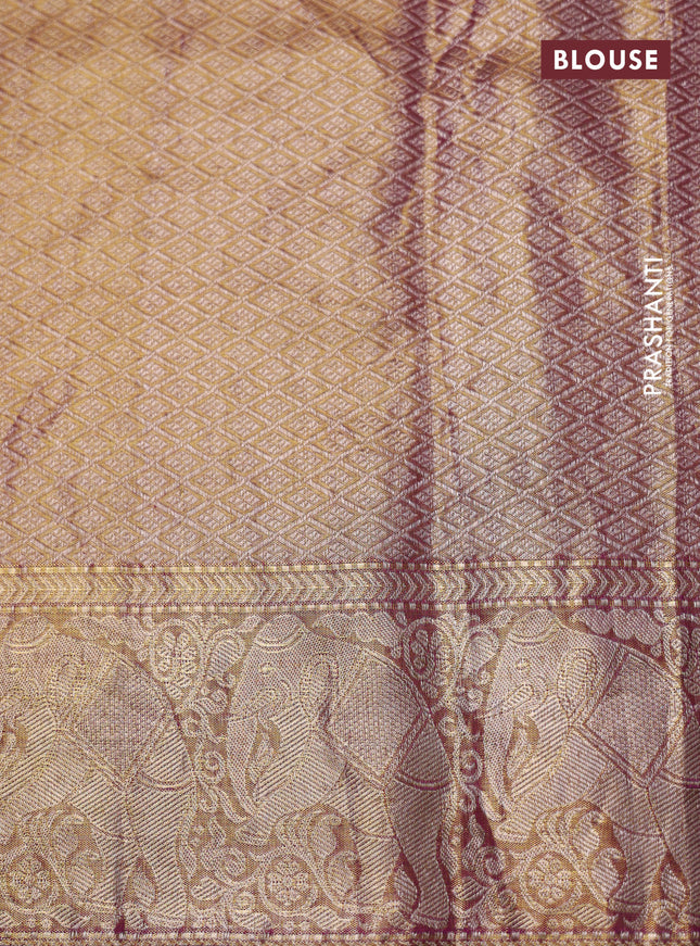 Golden Tissue Kanchipuram Silk Saree with allover embroidery