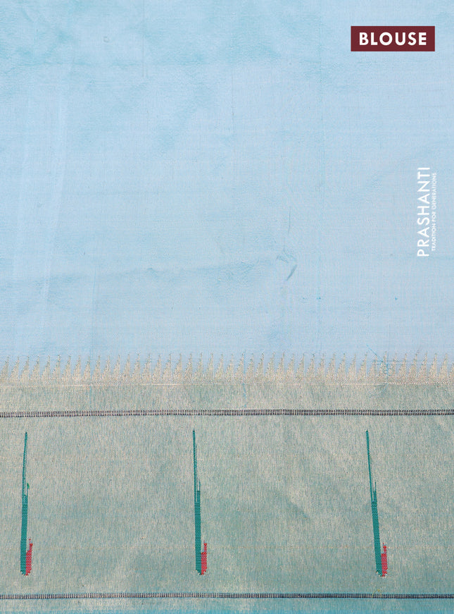 Pastel green Georgette Saree with Chikankari Work & paithani pallu