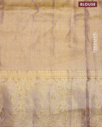 Golden tissue pure kanchipuram silk saree with allover embroidery
