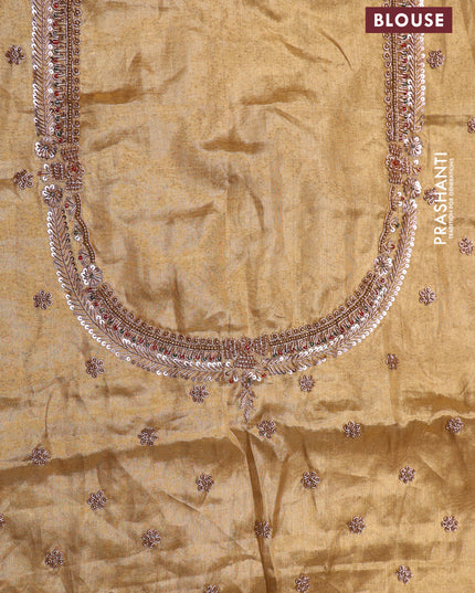 Gold pure kanchipuram tissue silk saree with embroidery border & pallu