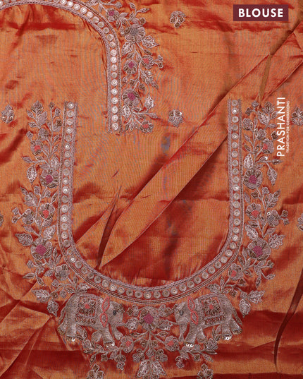 Gold & Red pure kanchipuram tissue silk saree with allover mina weaves & embroidery