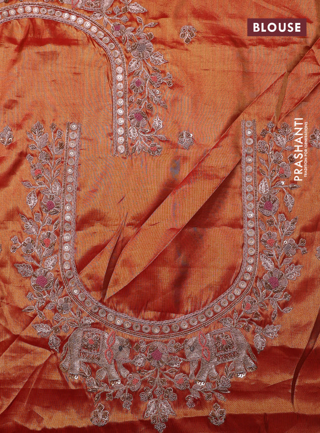 Gold & Red pure kanchipuram tissue silk saree with allover mina weaves & embroidery