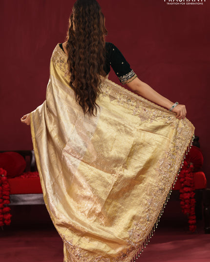 Pure tissue kanchipuram silk saree with border embroidery