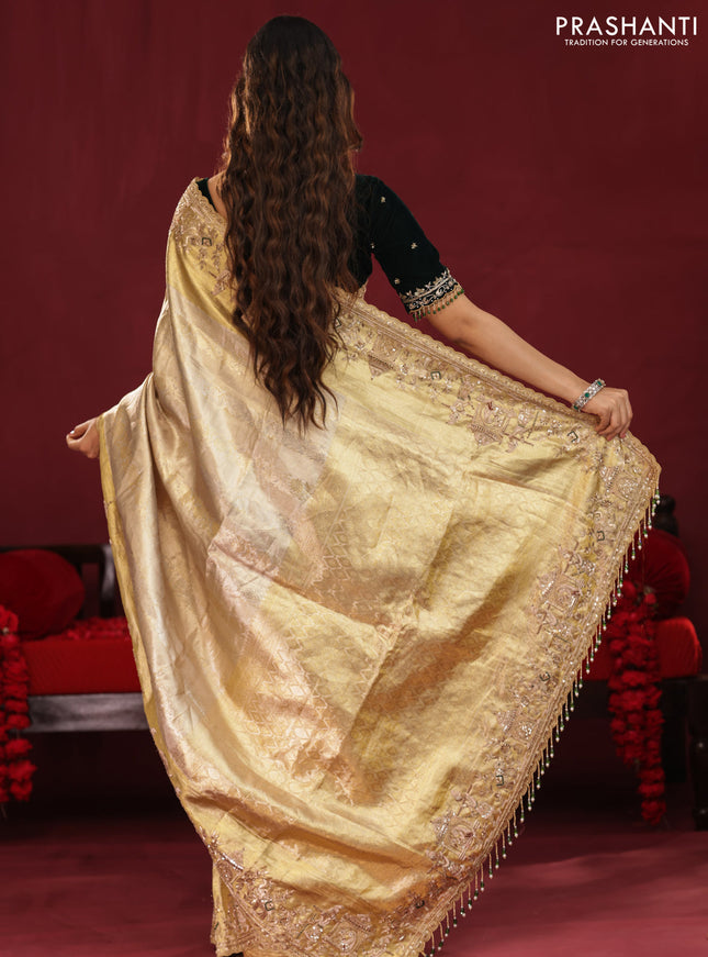 Pure tissue kanchipuram silk saree with border embroidery