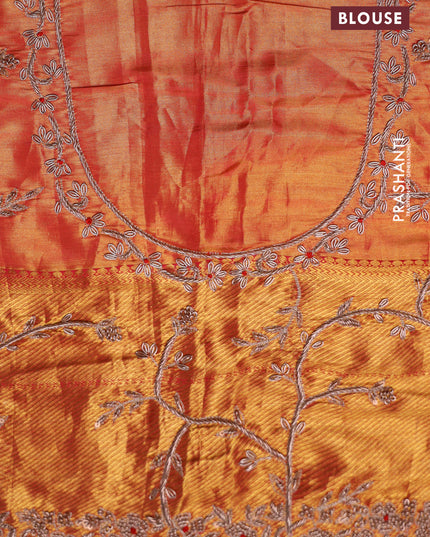 Dual shade of pink pure kanchipuram silk saree with allover zari stripes & border embroidery