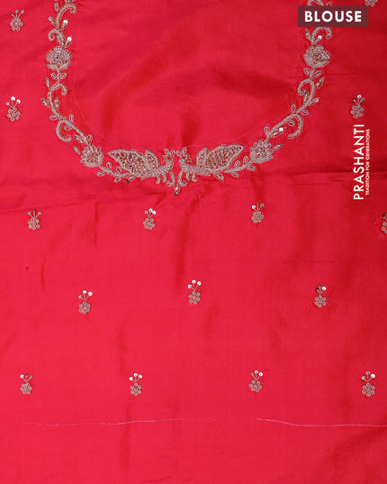 Pink Pure kanchipuram silk saree with allover brocade zari weaves & border embroidery