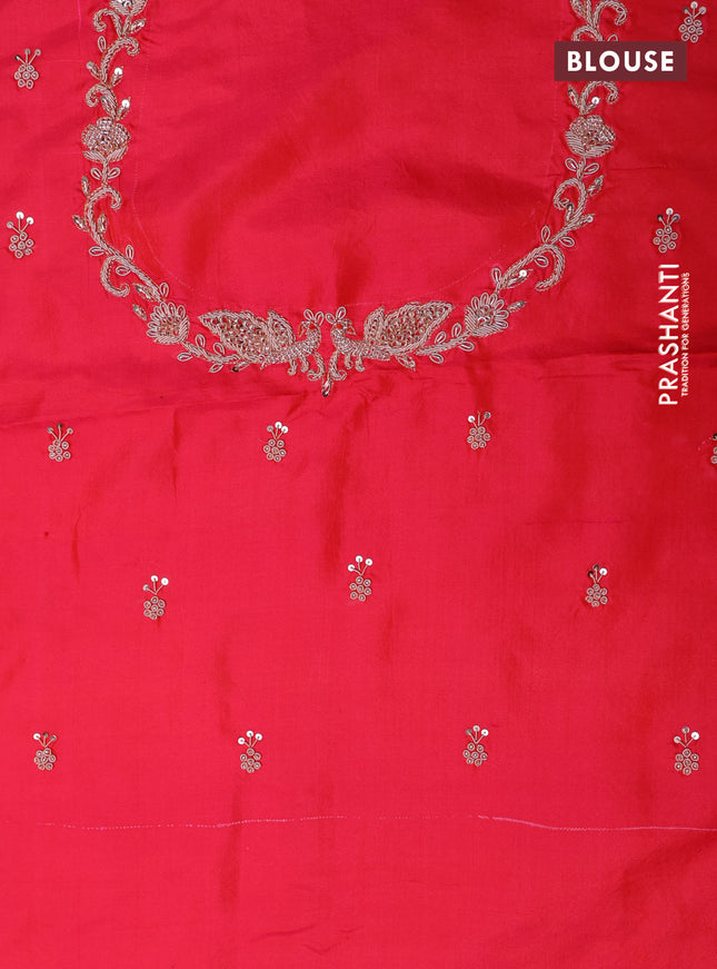 Pink Pure kanchipuram silk saree with allover brocade zari weaves & border embroidery