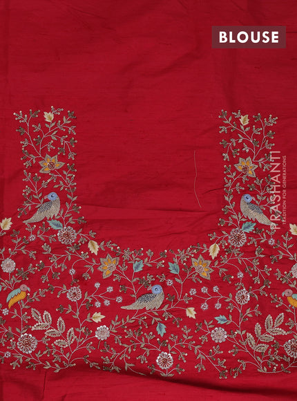 Violet-Red Pure Patan Patola Silk Saree With Horse & Elephant Motifs And Intricate Embroidery Border & Work Blouse