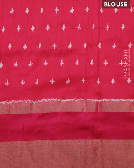 Yellow & Pink Pochampally Silk saree with Border Embroidery & Readymade Blouse