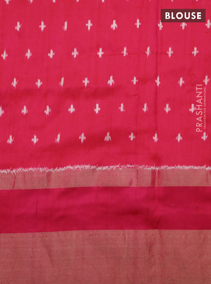 Yellow & Pink Pochampally Silk saree with Border Embroidery & Readymade Blouse