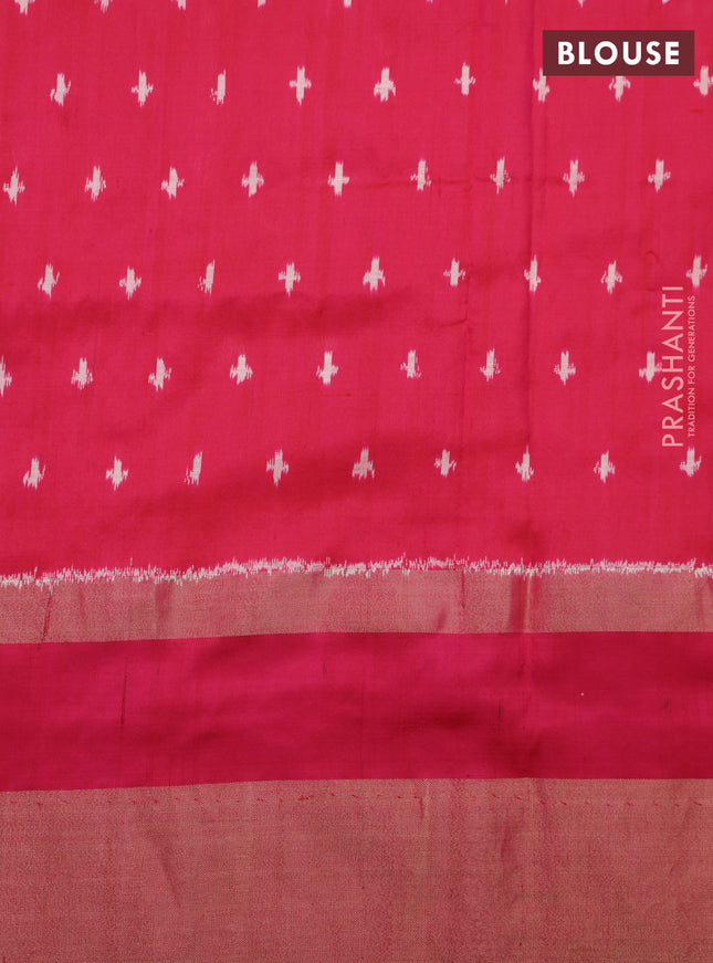 Yellow & Pink Pochampally Silk saree with Border Embroidery & Readymade Blouse
