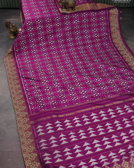 Purple Pochampally Silk Saree With Border Embroidery