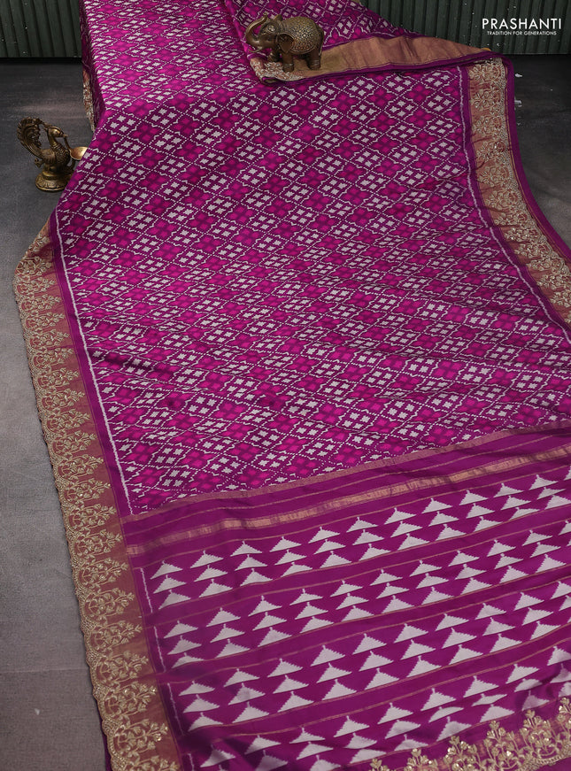 Purple Pochampally Silk Saree With Border Embroidery