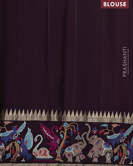 Magenta pink -Deep wine Pure kanchipuram silk saree with Border Embroidery