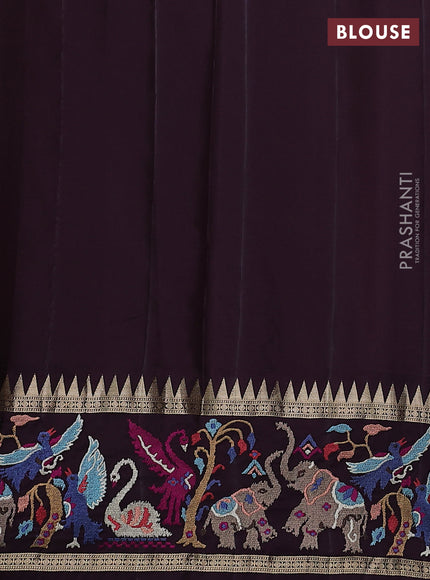 Magenta pink -Deep wine Pure kanchipuram silk saree with Border Embroidery