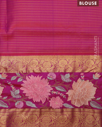 Maroon-Pink Pure Kanchipuram Silk Saree With Zari Checks & Border Embroidery