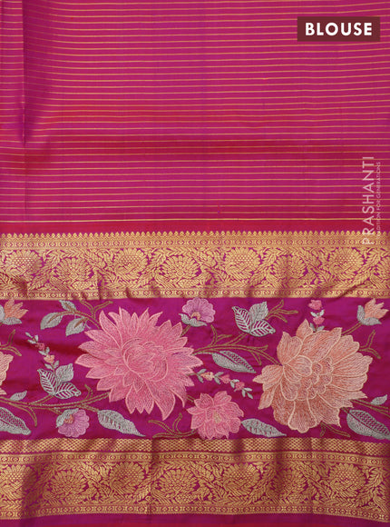 Maroon-Pink Pure Kanchipuram Silk Saree With Zari Checks & Border Embroidery